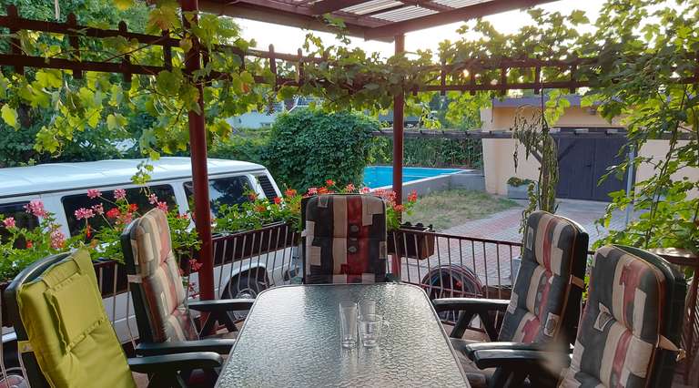 Blick von der Terrasse in den Garten